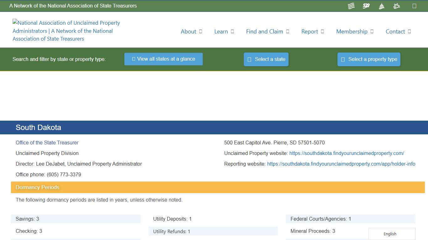 South Dakota – National Association of Unclaimed Property Administrators (NAUPA)